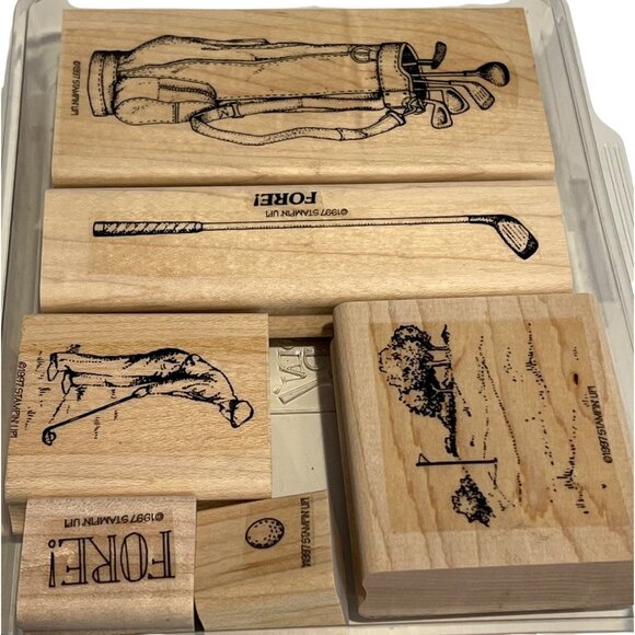 Fore! Golf-Themed Rubber Stamp Set By Stampin Up! 1997 - Picture 2 of 2